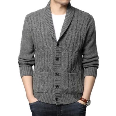 Generisch Mode Homme Loisirs Solide Laine Tricoté Polyvalent Col Montant Manches Longues Style Long Cardigan Manteau Hiver Pull Homme Chaud Business Pull Homme Pull Polaire Homme, Noir , M