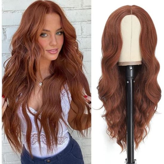 Perruque Synthétique Ondulée Rouge Court Avec Frange - Bonnet Monofilament Taille M - Neuve Sans étiquettes