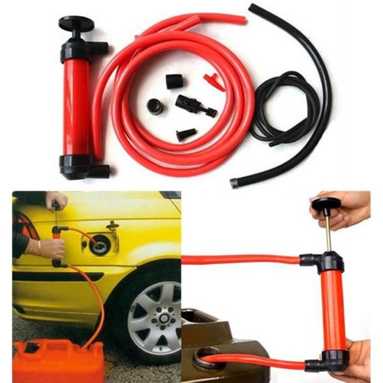Pompe Siphon Manuel TEKLiNe - Transfert Liquides : Vin, Eau, Diesel, Essence - Tuyau Flexible + Rigide - Plastique PE