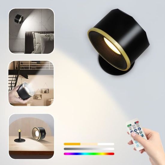 Applique Murale LED Rechargeable - Sans Fil, Tactile, Réglable - Magnétique, Blanc Chaud - Pour Chambre, Salon