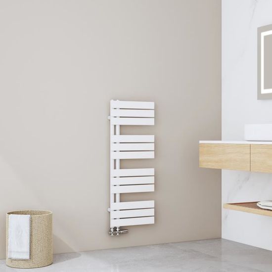 Radiateur Salle Bain Eau Chaude Radiateur Sèche-serviettes Salle De Bain 120x50cm - Acier Blanc - 500W - Eau Chaude Porte Serviettes Chauffant