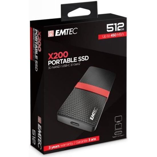 EMTEC SSD 512GB 3.1 Gen2 X200 SSD Portable 