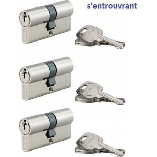 3 cylindres serrure 35 45 s entrouvrant avec 9 cle