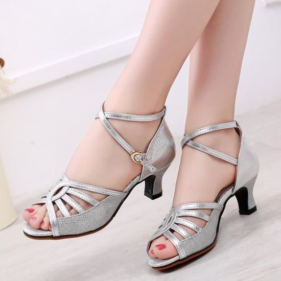Chaussures De Danse Latine Femme MINITOO - Sandales à Talon Réglable Avec Sangle En T
