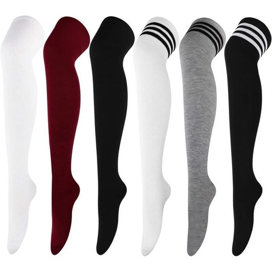 2 Paires De Chaussettes Hautes Pour Femme - Montant Au-dessus Du Genou - Taille Unique élastique - 14