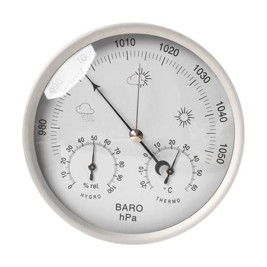 Hygromètre de thermomètre extérieur Baromètre de suspension murale 3 en 1  sans batterie requise Silver