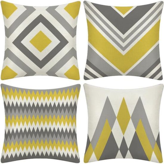 Lot De 4 Housses De Coussin 45x45 Cm Velours - Feuille De Ginkgo Pour Canapé Et Lit