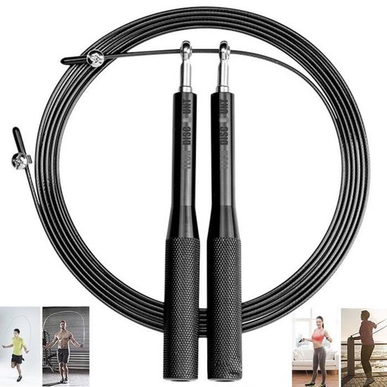 CORDE A SAUTER,Bleu--Corde à sauter en fil métallique de 3 mètres