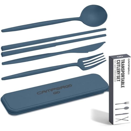 Couverts Pique Nique 10 Pièces Acier Inoxydable - Kit Camping Portable Pour 2 Personnes Avec Sac Rangement
