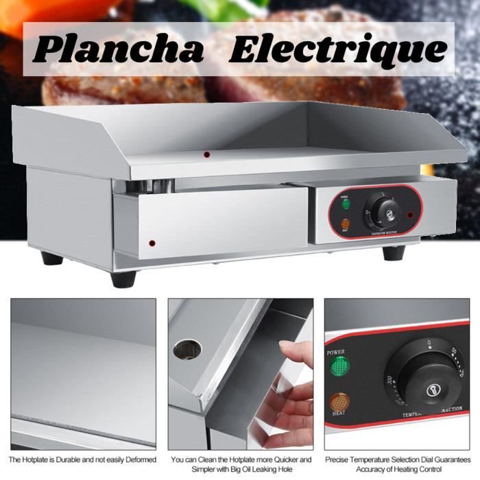 XIX Plancha Electrique Lisse (60,5 x 48,5 x 21,5 cm, 2200W) Usage Commerciale