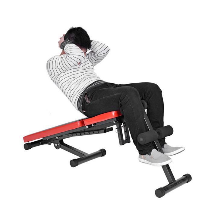 Banc de musculation pliable Multifonction Sit-up Fitness En PU Pour entraînement à Domicile/Gym Noir et Rouge
