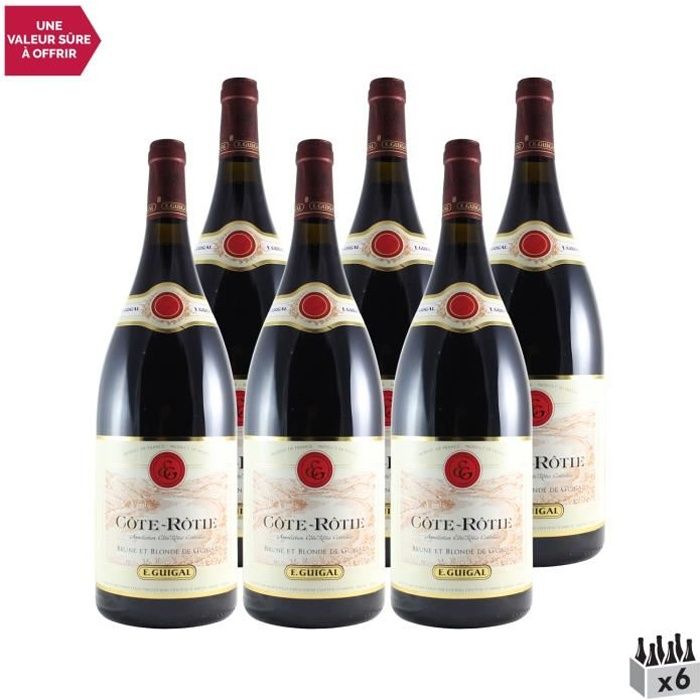 Côte Rôtie Brune et Blonde MAGNUM Rouge 2016 - Lot de 6x150cl - Maison Guigal - Vin AOC Rouge de la Vallée du Rhône