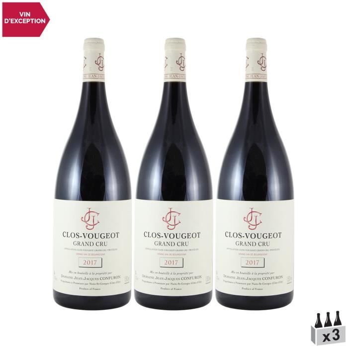 Clos Vougeot MAGNUM Rouge 2017 - Lot de 3x75cl - Domaine Jean-Jacques Confuron - Vin AOC Rouge de Bourgogne - Cépage Pinot Noir
