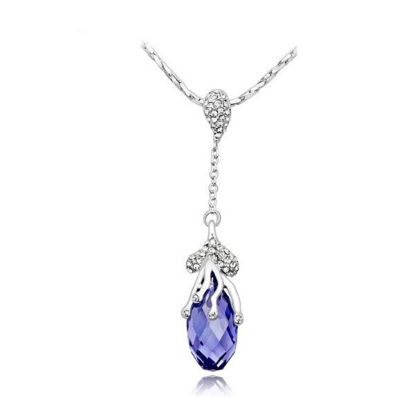 Collier en Cristal Swarovski Element Violet et Plaqué Rhodium