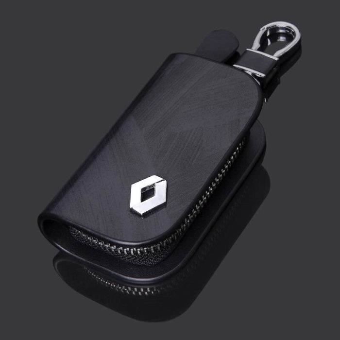 Étui en cuir avec Logo de voiture pour Renault Clio, Espace, Duster, Megane, Kwid, Kadjar, accessoires Black