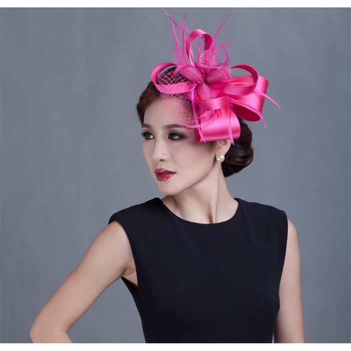 Red rose -Chapeau de Cocktail Chic pour femmes, couvre chef d'église, de mariage, à la mode, accessoires de cheveux formels pour