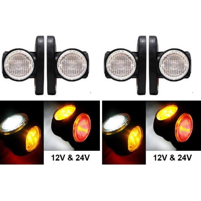 4x LED Côté Contour Marqueur Feux Récupération Lampes 12/24V E-Mark Camion Remorque Châssis Camionnette
