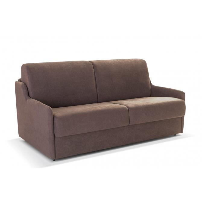 DUO - Canapé convertible Rapido - 120X190 - Matelas 13 cm - En tissu Microfibre Confort Marron - 3 places