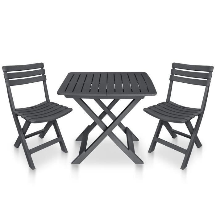 ��9051Bonne qualité - Mobilier de bistro Mobilier de Terrasse Table et Chaises d'Extérieur pliable 3 pcs - 2 personnes Contemporain