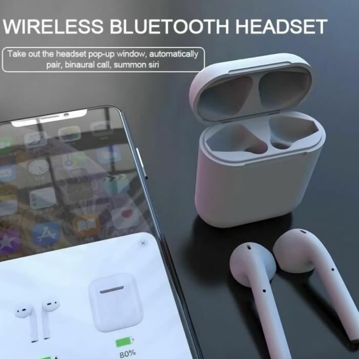 Oreillette bluetooth Ecouteurs compatibles Bluetooth sans fil i12 Bluetooth 5.0 Super Bass Sound pour Android Samsung Huawei iPhone