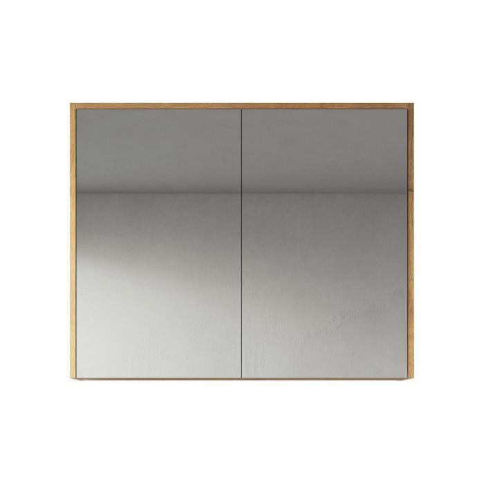 Meuble a miroir Cuba 90x72 cm F. Oak - Miroir armoire miroir salle de bains verre armoire de rangement