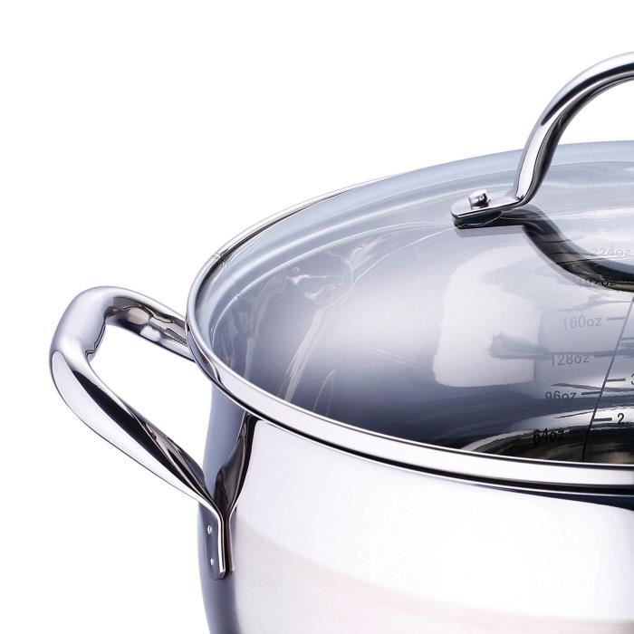 Bergner Gourmet - Sets de poêles et casseroles acier inoxydable avec couvercle bon pour l'induction