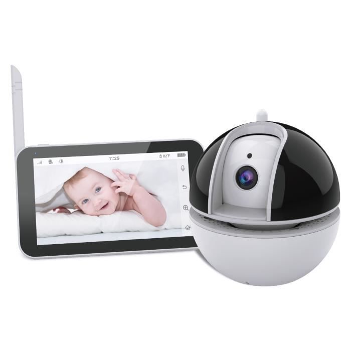 Babyphone Bébé Moniteur écran tactile HD Vidéo LCD de 5'' 2.4GHz Transmission sans fil, Vision nocturne,VOX,Fonction interphone,