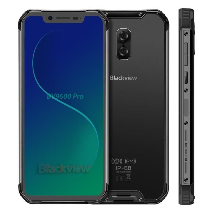 Smartphone Incassable 128 Go Blackview BV9600 Pro Écran 6.21- AMOLED Helio P70, Étanche IP68 Téléphone portable 4G Débloqué - Gris