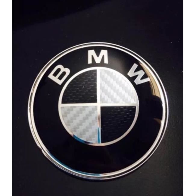 2 Logo Embleme BMW 82mm Coffre Capot E30 e36 e46 e39 e60 e90 X3 X5 carbone Noir