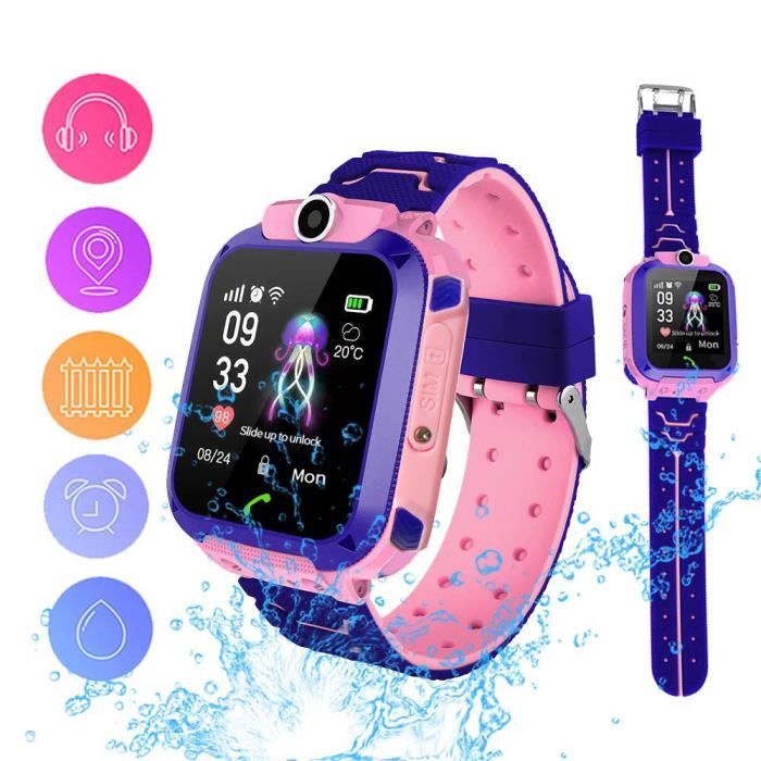 Q12 Sixième génération Montre de téléphone de positionnement d'enfant 2G Card_rose Waterproof