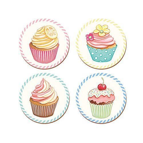 Creative Tops Lot de 4 dessous-de-verre Base en liège Motif gâteaux rétros - 5130513