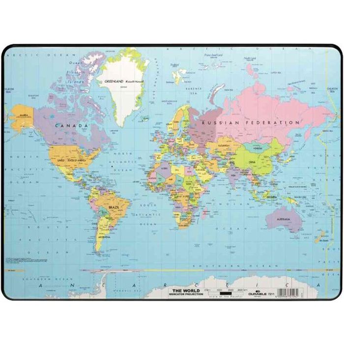 Sous-main -mappemonde-, Plastique, 600 x 400 mm