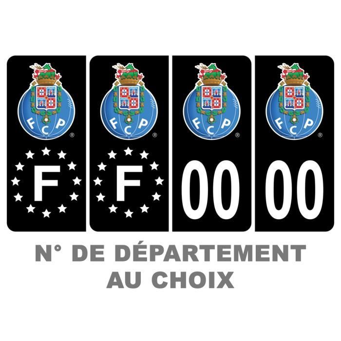 Pack 2 paires Autocollant Stickers Plaque d'immatriculation Prenium FC Porto Noir - Numéro Personnalisé