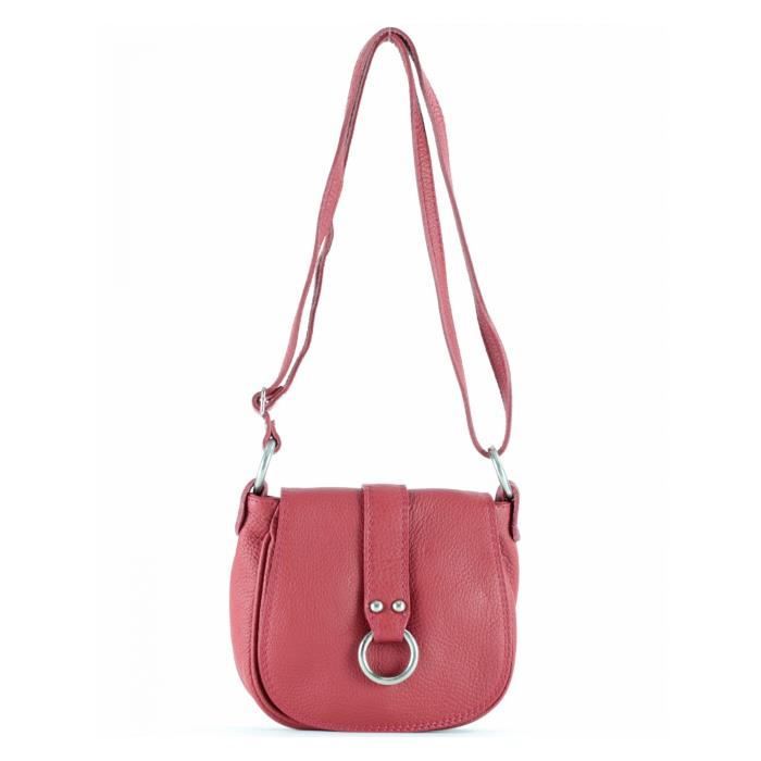 Sac Bandoulière Cuir Femme (Rouge Fonce - TU)