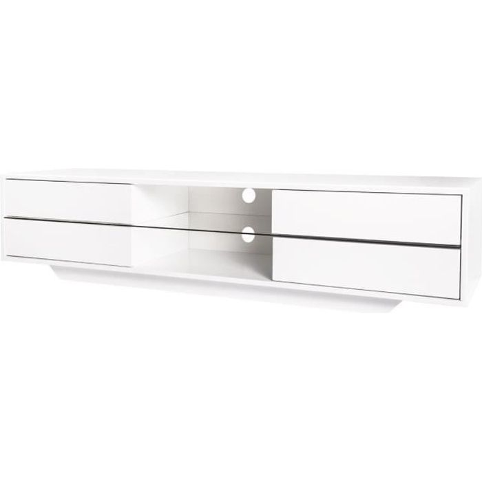RIO Meuble TV design - Blanc - L 160 x P 40 x H 36 cm