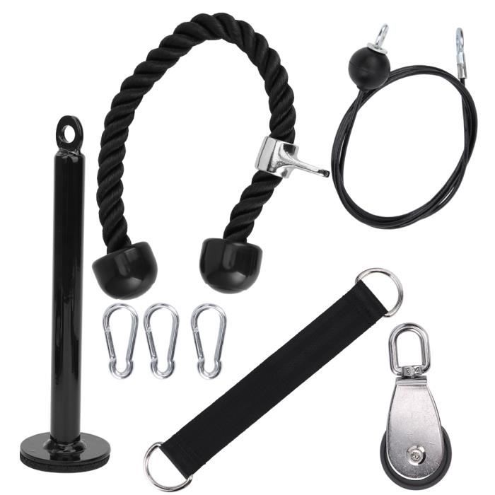 IFCOW®Équipement de fitness portable Fitness bricolage poulie corde exercice bras force triceps 8 pièces ensemble