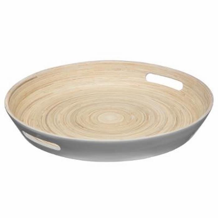 PLATEAU BAMBOU ROND GRIS 42CM