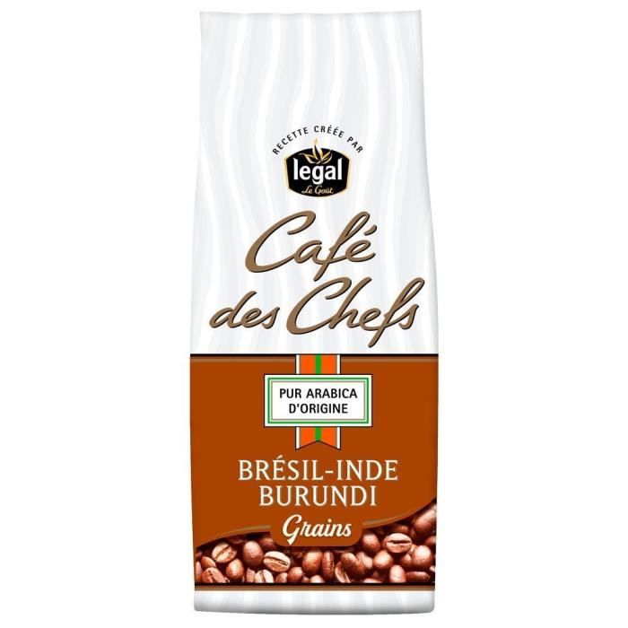LEGAL Cafés des Chefs Brésil Inde Burundi Grains - 250 g