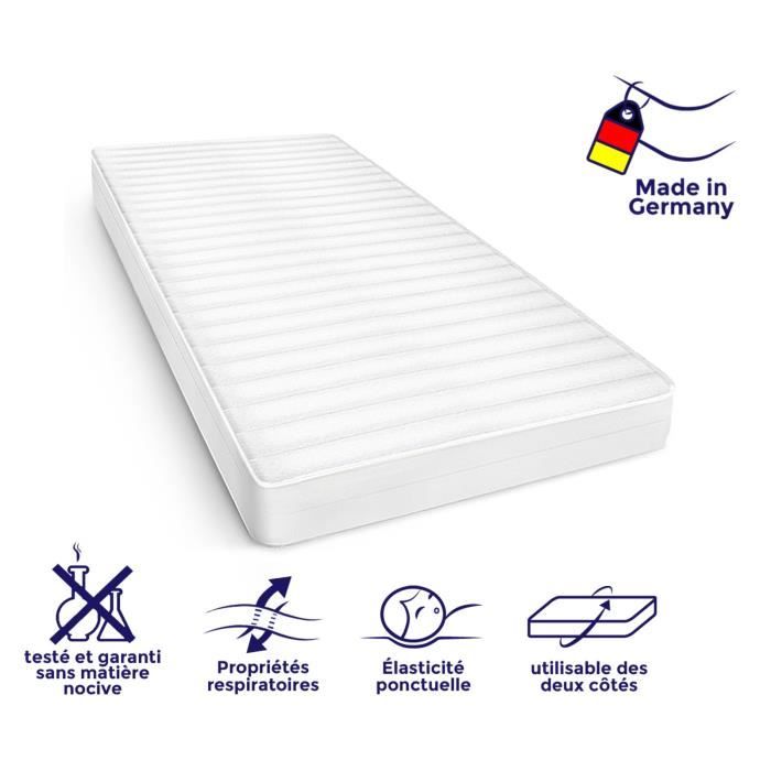 Matelas 90x190 cm matelas tout type de lits confort housse amovible matelas anti-acarien, épaisseur 15 cm