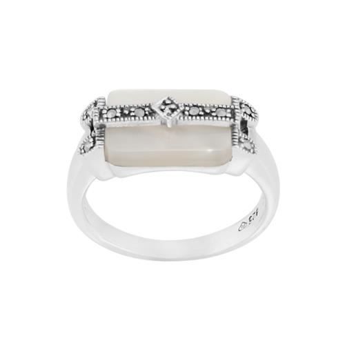 argent sterling art d�co 2.5CT Nacre Perle & MARCASSITE bague