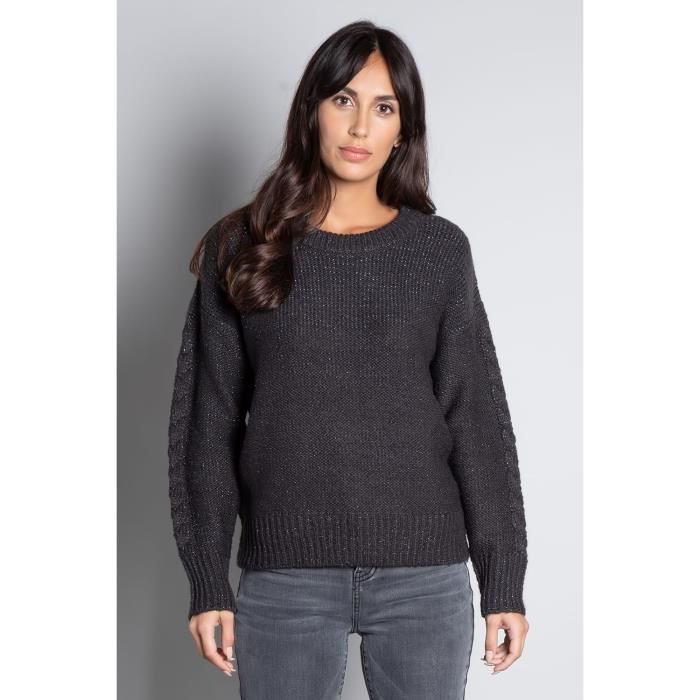 DEELUXE Pull tricoté avec lurex ANGELLE Dark Grey Mel Lurex