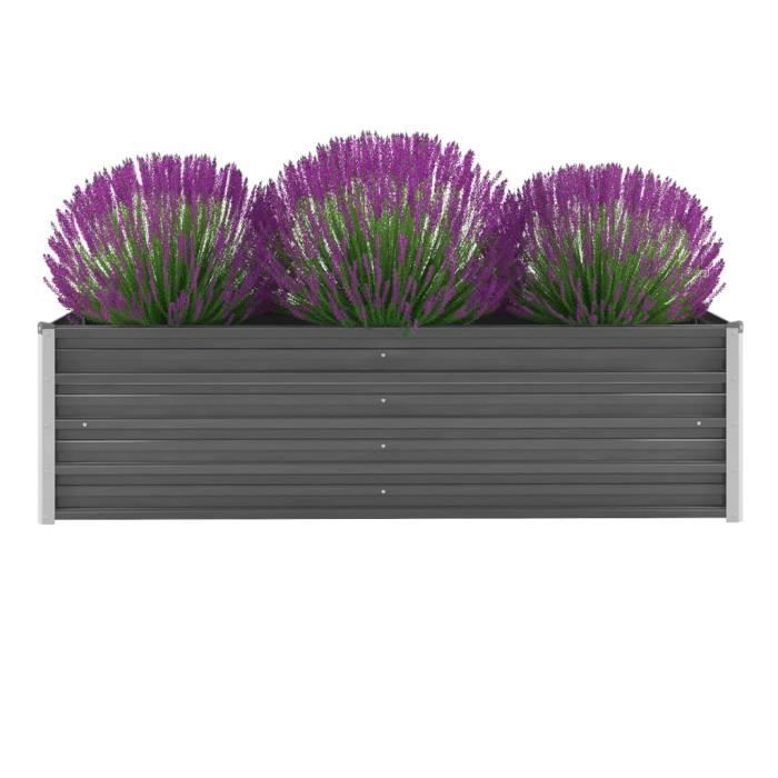 Haute qualité Luxueux Magnifique Economique Jardinière Acier galvanisé 160 x 40 x 45 cm Gris