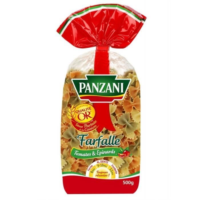PANZANI - Pâtes Fantaisies Farfalle Épinards Tomate 500G - Lot De 4