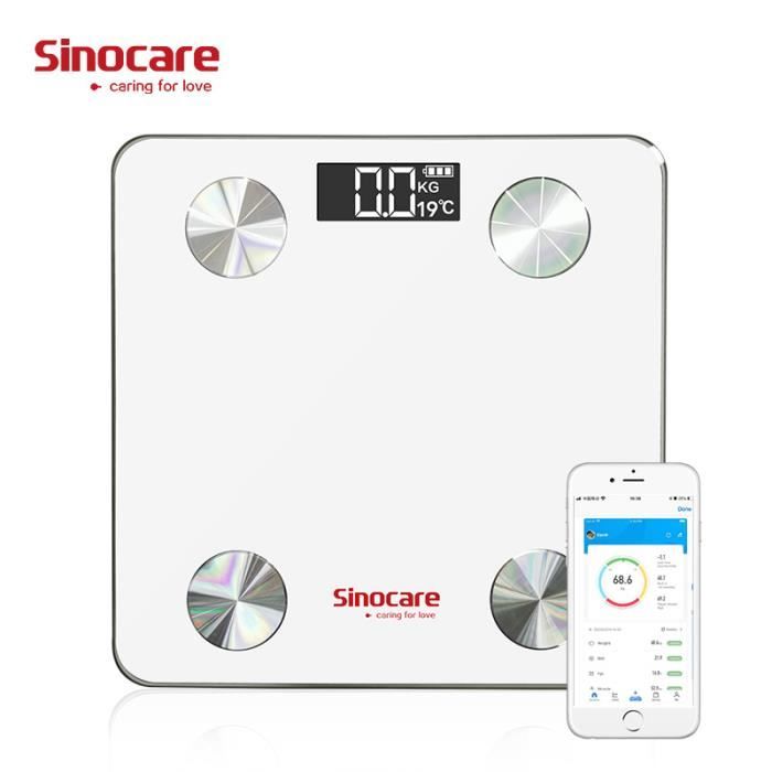 Sinocare Pèse Personne Surveiller les 12 données corporelles Limite de poids: 180Kg - 2 ans Garantie