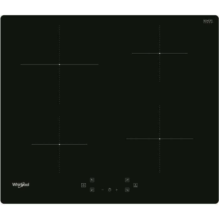 SHOT CASE - WHIRLPOOL - WSQ4860NE - Table de cuisson induction - 4 foyers - 7200W - L60 cm - Revetement verre noir