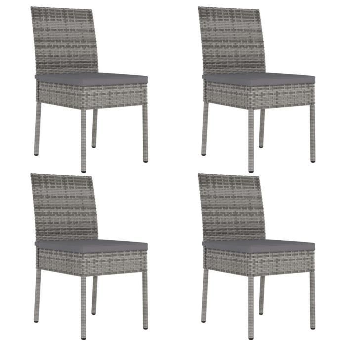Chaises de salle à manger de jardin 4 pcs Résine tressée Gris A315109 HB021
