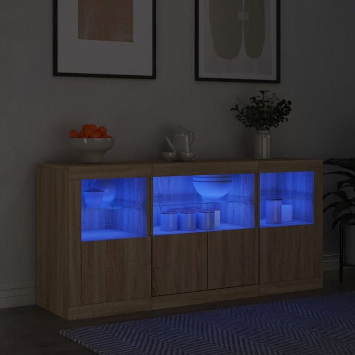 vidaXL Buffet avec Lumières LED Armoire avec Porte Meuble de Rangement Organisateur de Salle de Séjour Intérieur 3209067