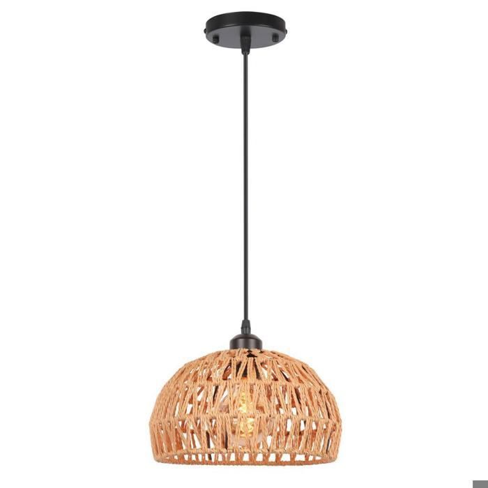 IDEGU Lustre Suspension TresséeLampe Luminaire Retro en Corde de Papier Plafonnier Vintage pour Salon Chambre Balcon