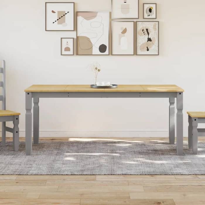 vidaXL Table à manger Corona gris 180x90x75 cm bois massif de pin table de salle à manger table à dîner meuble à manger 4005721