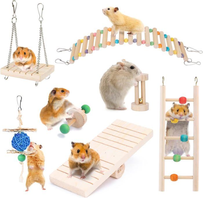 Meilleurs prix pour CLAPIER- Lot de 7 Jouets pour Hamster,Jouets à Macher et à ronger pour Lapins, Chinchilla, Hamsters, cochons d'Inde